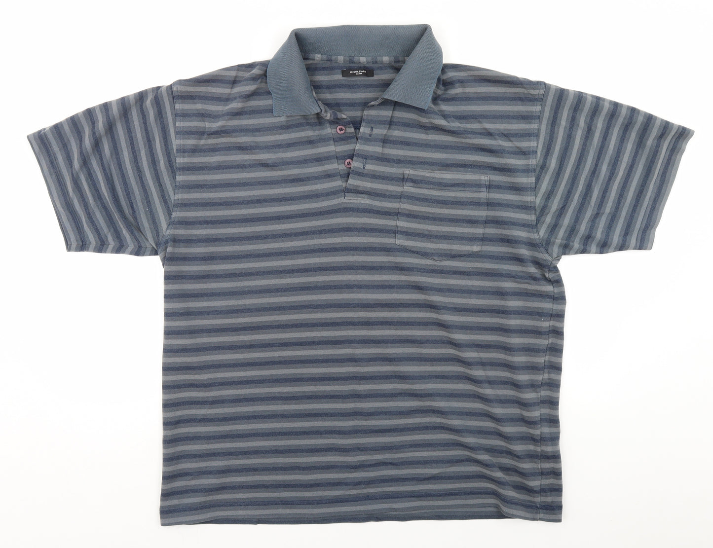 Preworn Mens Grey Striped   Polo Size L