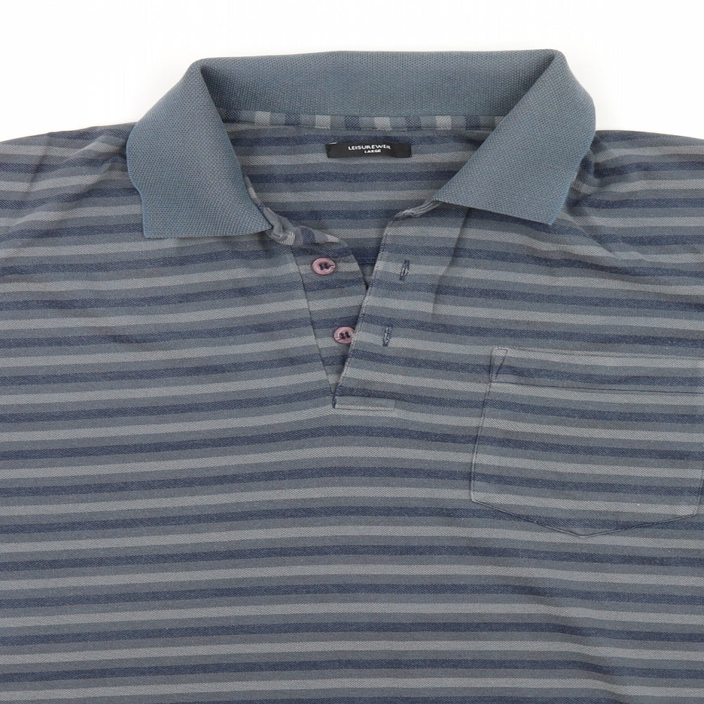 Preworn Mens Grey Striped   Polo Size L