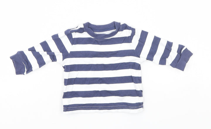 George Baby Blue Striped Basic Polo Size 0-3 Months