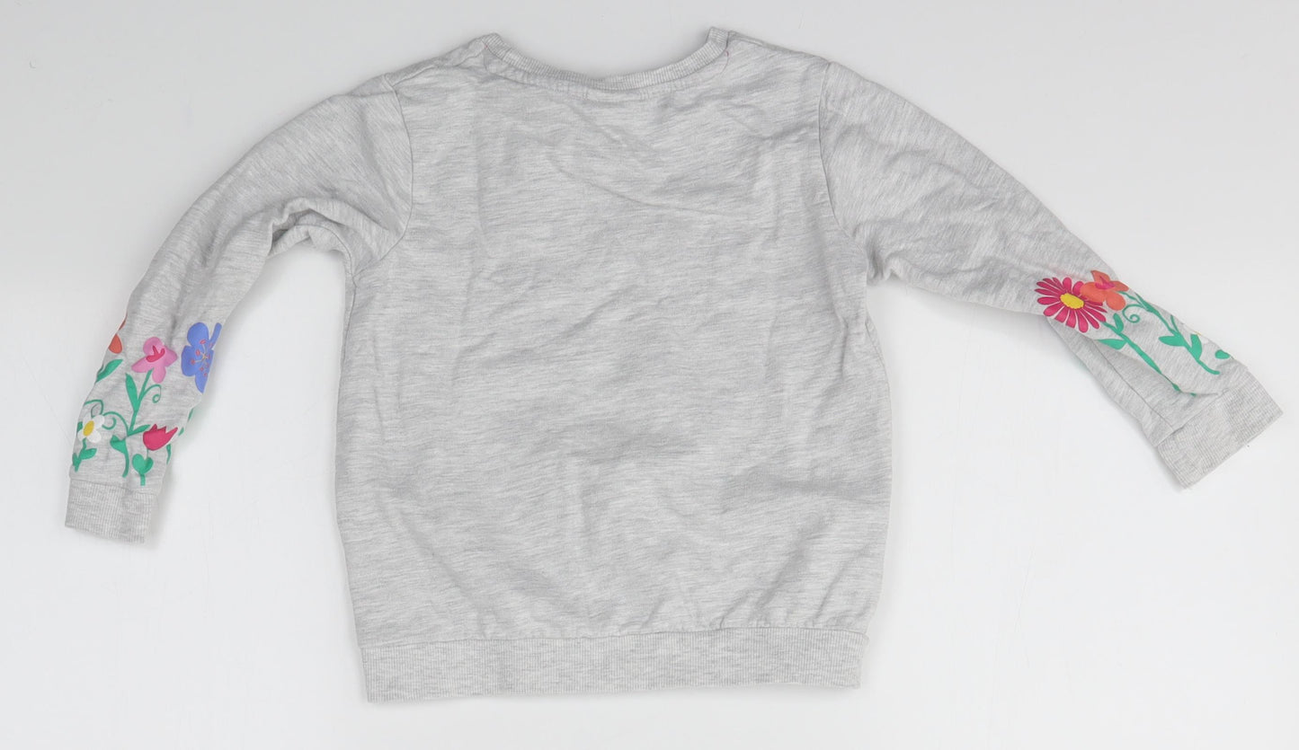 George Girls Grey Floral  Pullover Jumper Size 4-5 Years  - PEPPA PIG