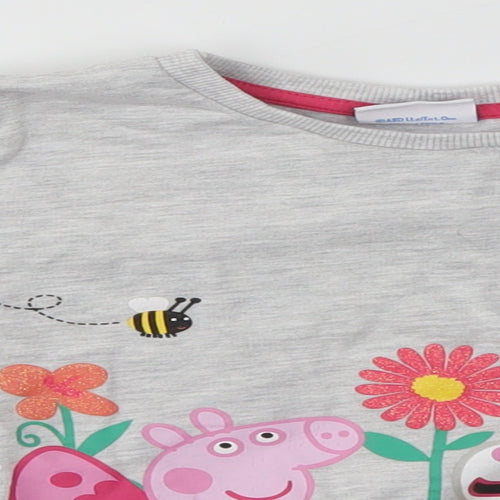 George Girls Grey Floral  Pullover Jumper Size 4-5 Years  - PEPPA PIG