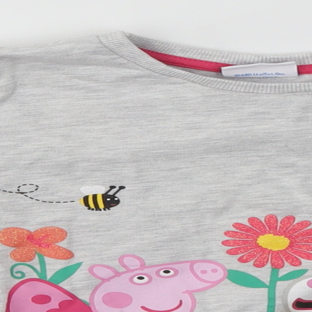 George Girls Grey Floral  Pullover Jumper Size 4-5 Years  - PEPPA PIG