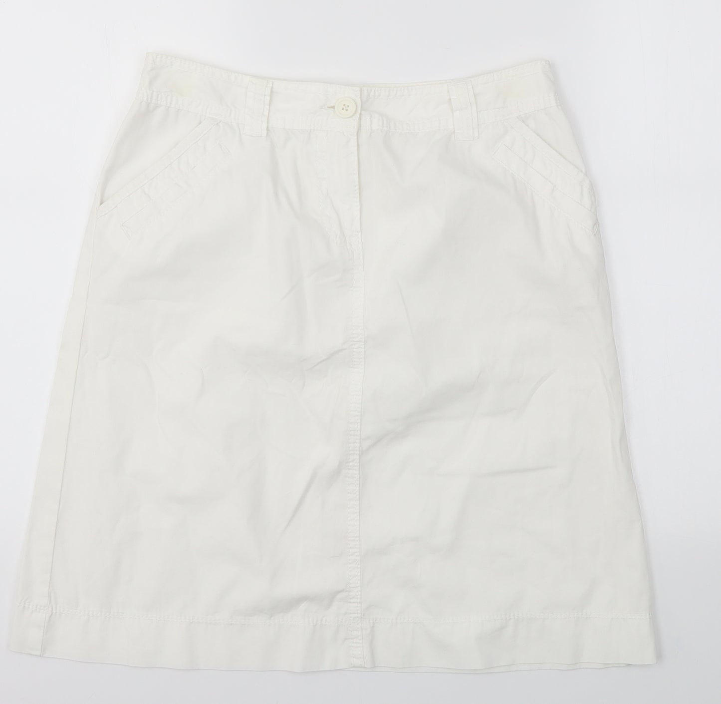M&S Womens White   A-Line Skirt Size 10