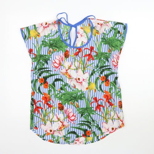 Pep & Co Womens Multicoloured Floral  Basic Blouse Size 10  - Striped & Floral Print