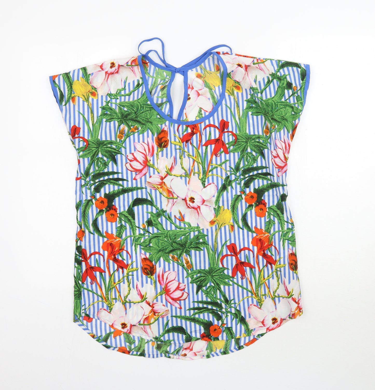 Pep & Co Womens Multicoloured Floral  Basic Blouse Size 10  - Striped & Floral Print