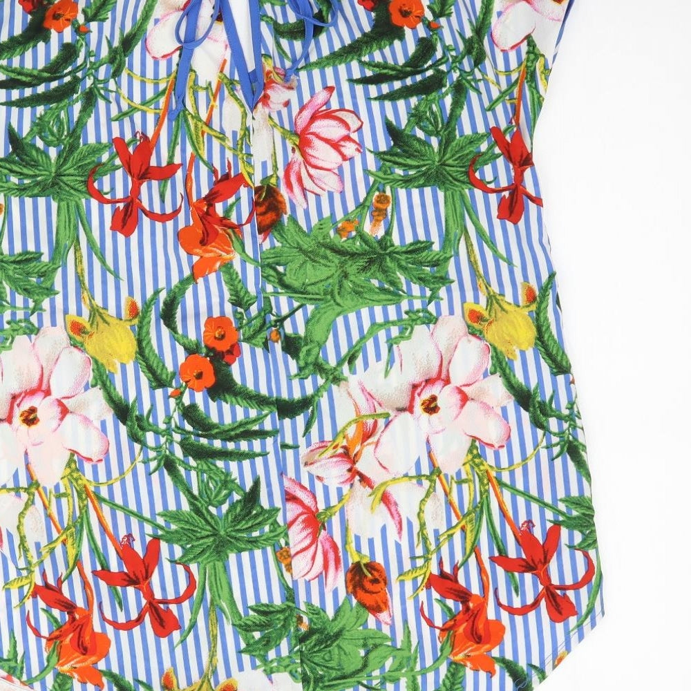 Pep & Co Womens Multicoloured Floral  Basic Blouse Size 10  - Striped & Floral Print