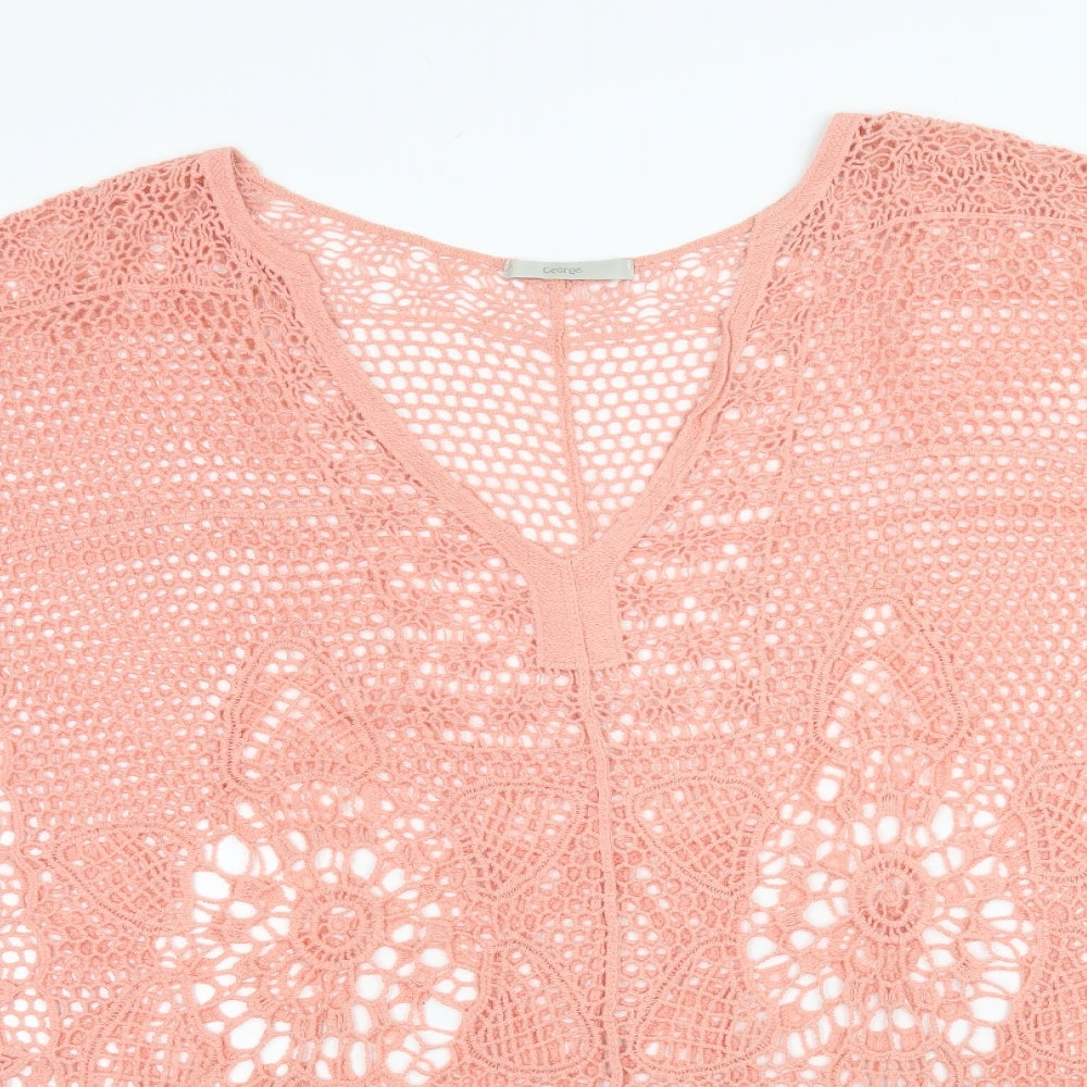 George Womens Pink   Pullover Jumper Size L  - Coral colour Poncho style