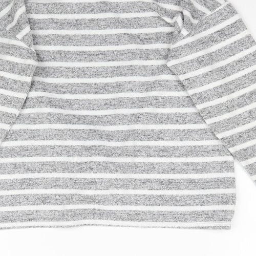 George Girls Grey Striped  Basic T-Shirt Size 9-10 Years  - Knot detail