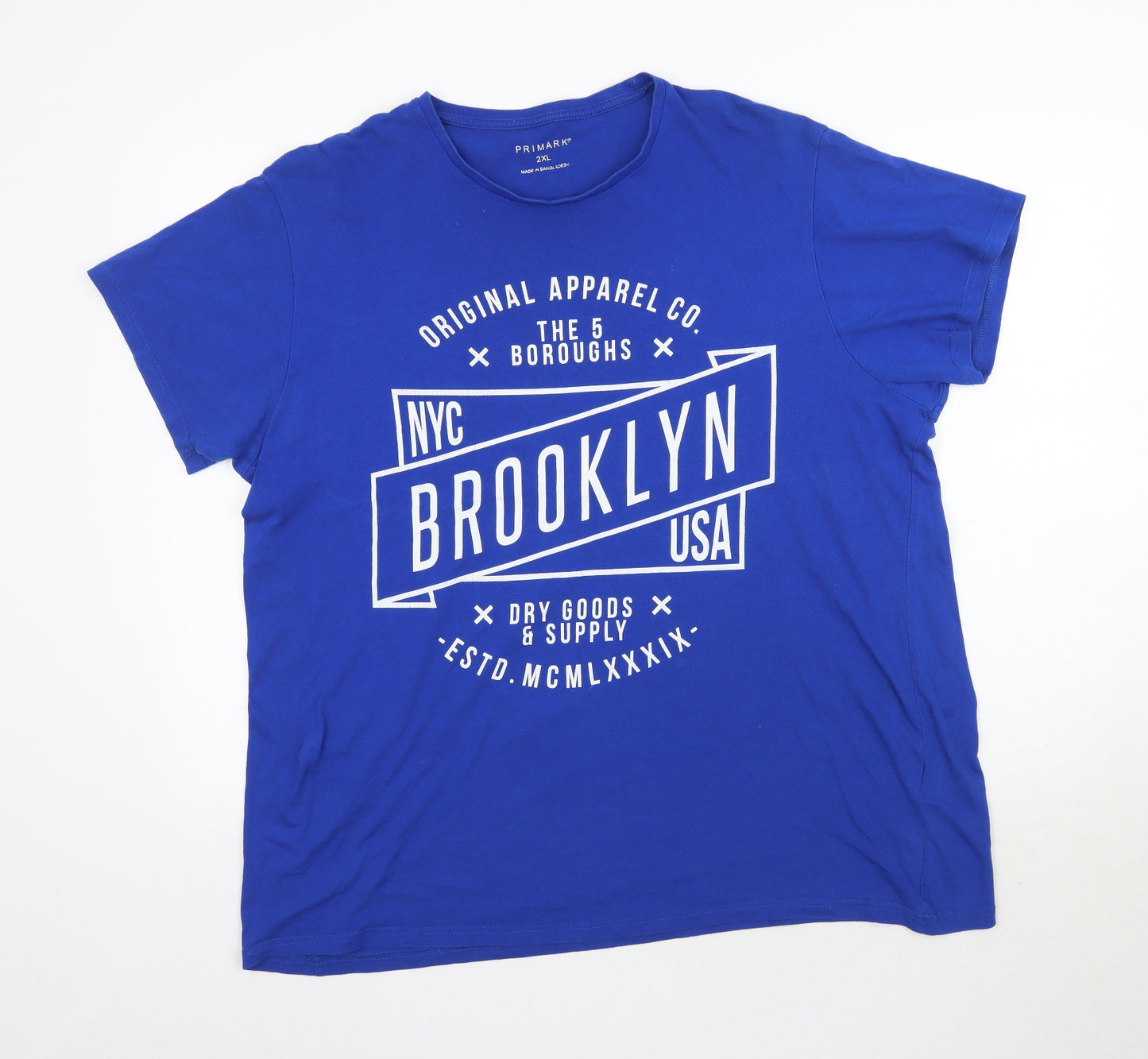 Primark Mens Blue    T-Shirt Size 2XL  - Brooklyn