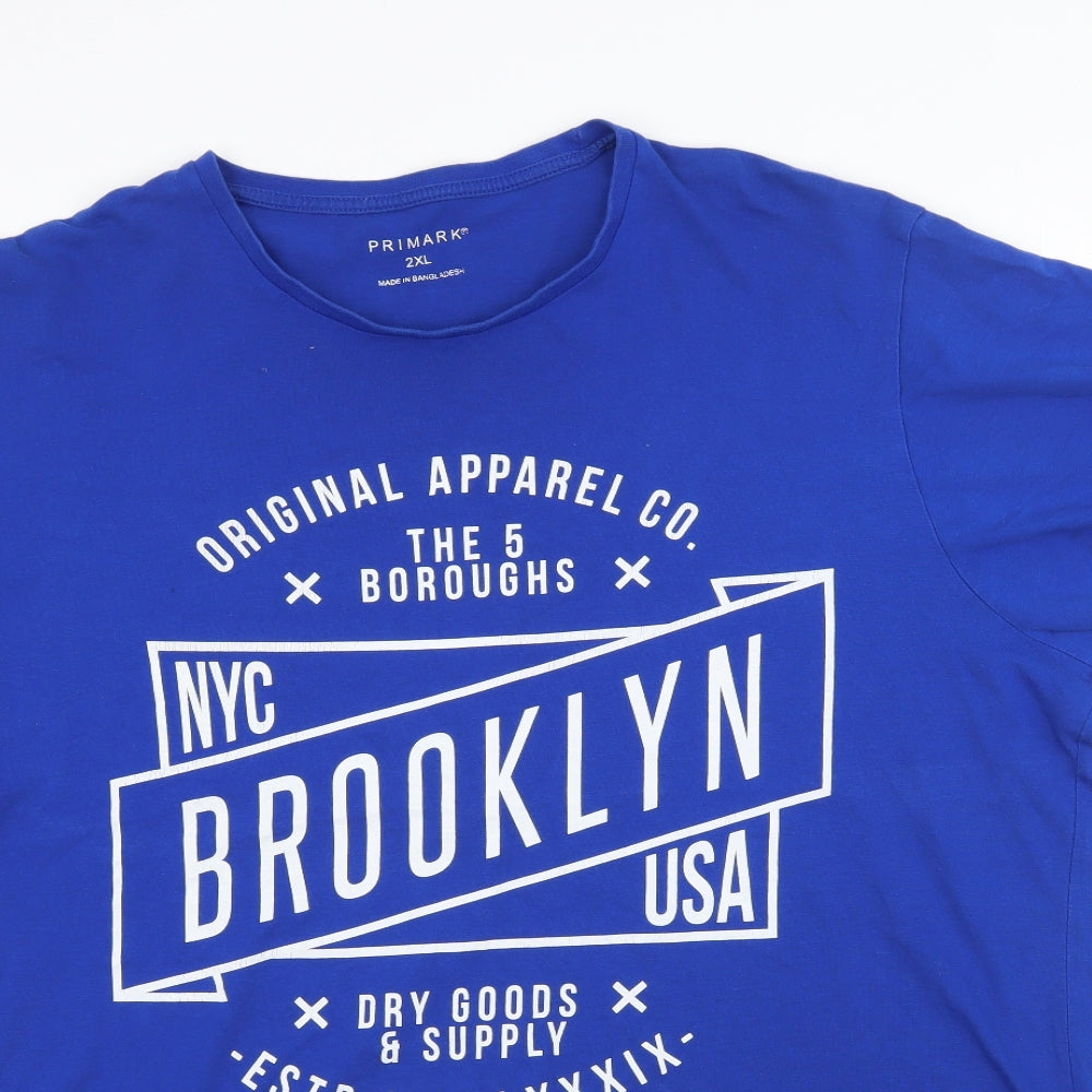 Primark Mens Blue    T-Shirt Size 2XL  - Brooklyn