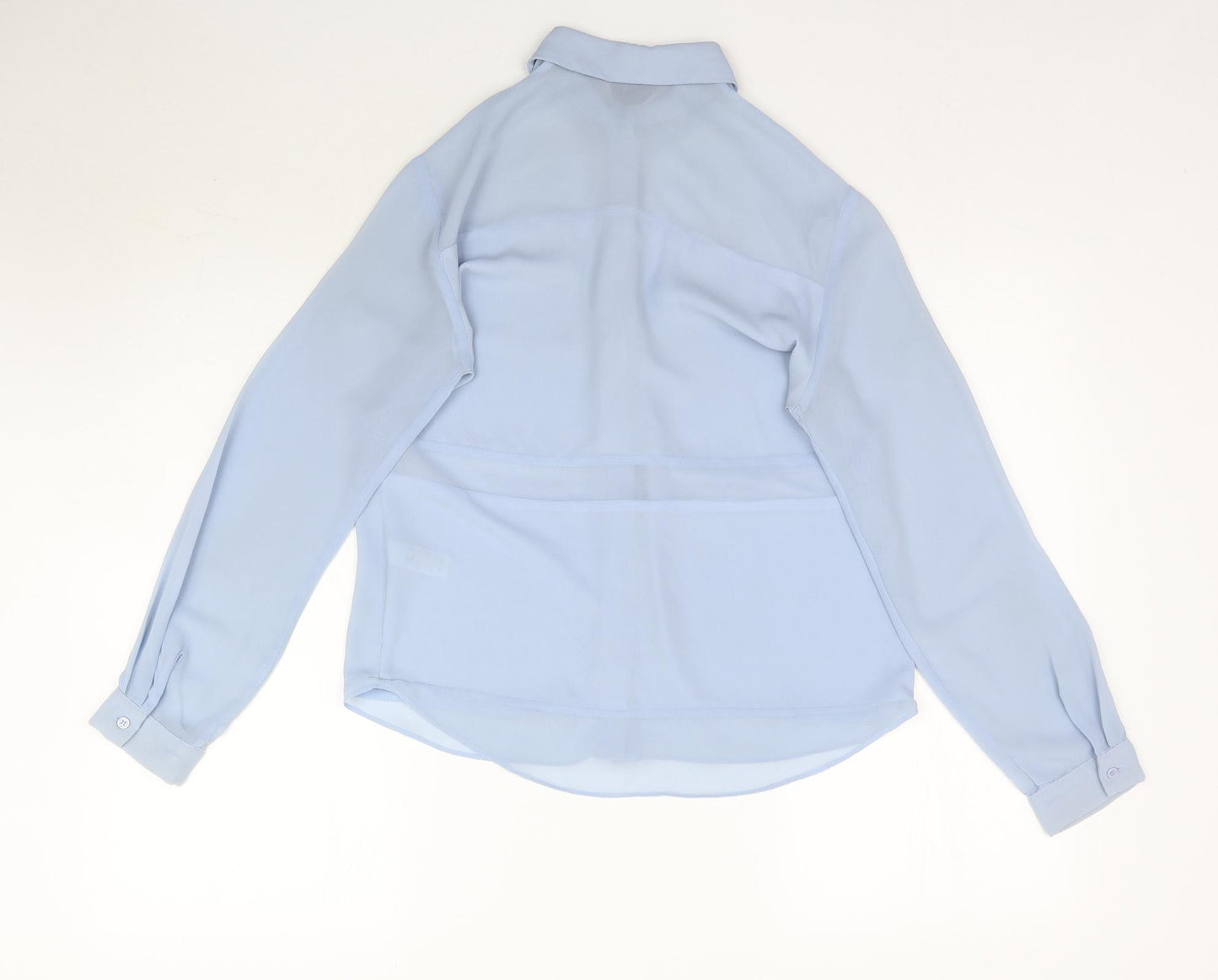 Topshop Womens Blue   Basic Button-Up Size 8  - Sheer fabric