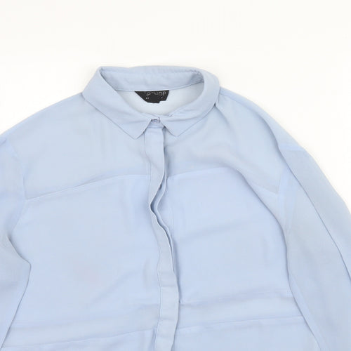 Topshop Womens Blue   Basic Button-Up Size 8  - Sheer fabric