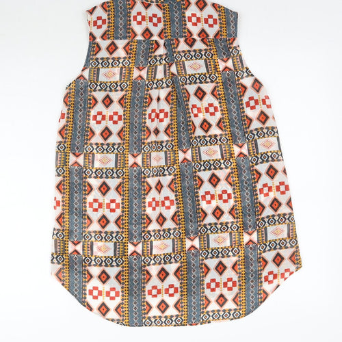 H&M Womens Multicoloured Geometric  Basic Button-Up Size 8