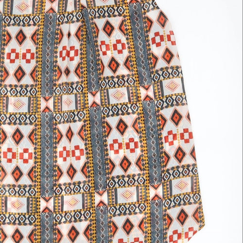 H&M Womens Multicoloured Geometric  Basic Button-Up Size 8