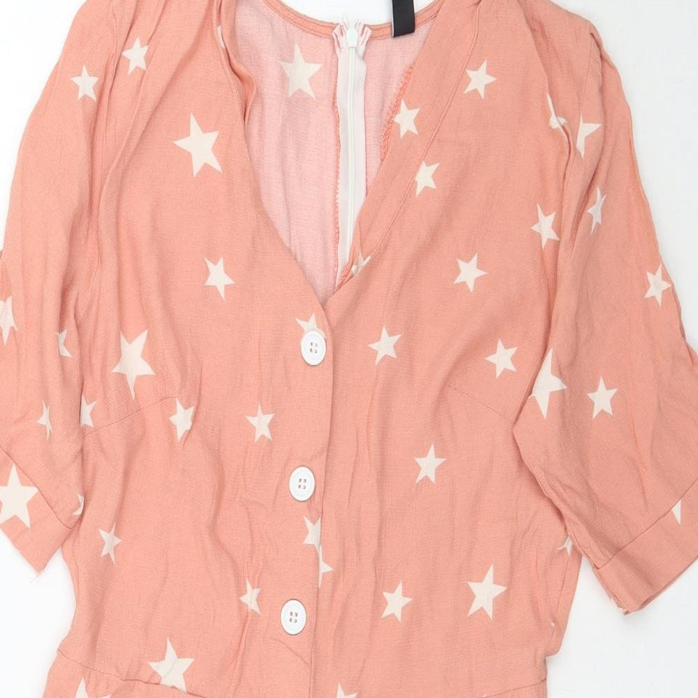 Nobody's Child Womens Pink   Playsuit One-Piece Size 10 L4 in - Star Pattern
