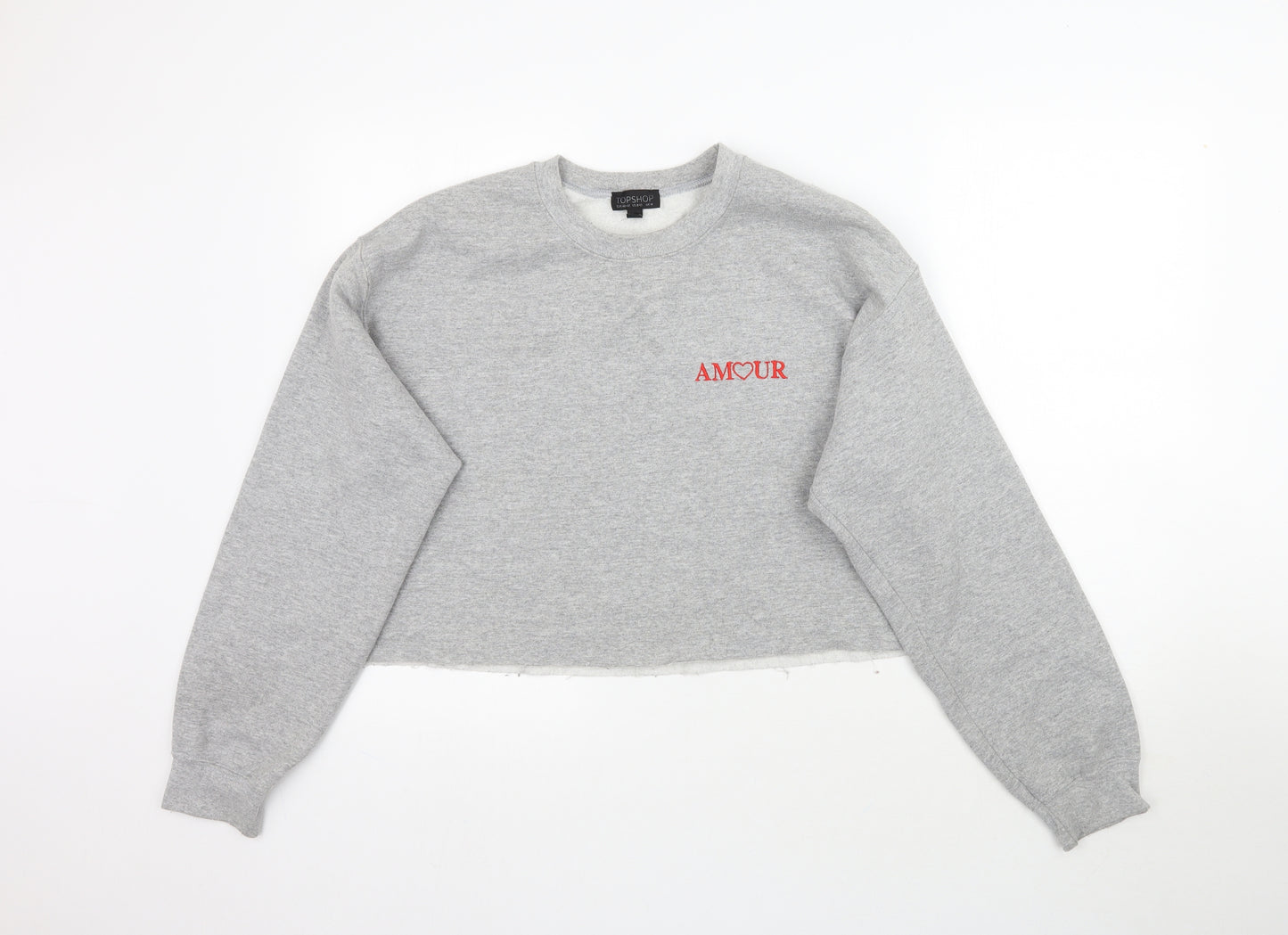 Topshop Womens Grey   Pullover Sweatshirt Size M  - Cropped Amour