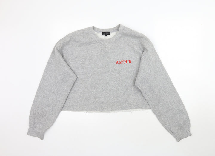Topshop Womens Grey   Pullover Sweatshirt Size M  - Cropped Amour