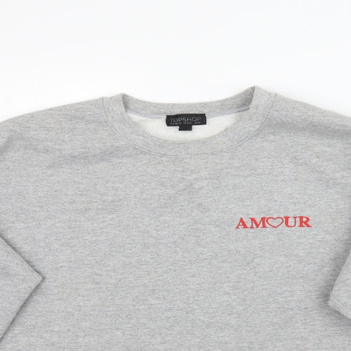 Topshop Womens Grey   Pullover Sweatshirt Size M  - Cropped Amour
