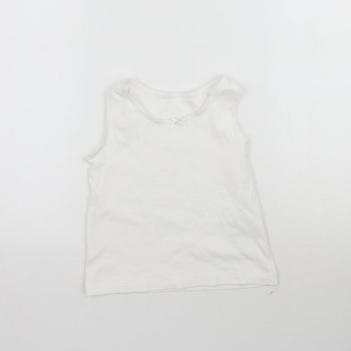 Nutmeg Girls White   Basic Tank Size 4-5 Years  - Vest