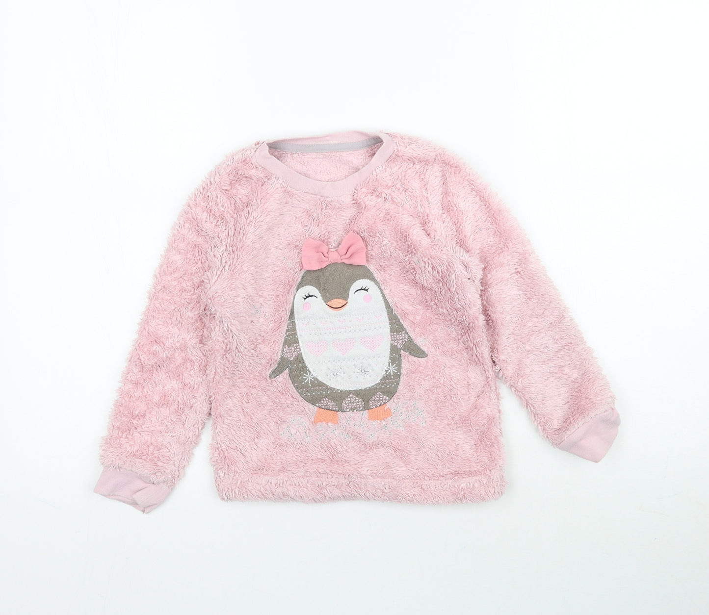 George Girls Pink   Top Pyjama Top Size 5-6 Years  - Fluffy Penguin