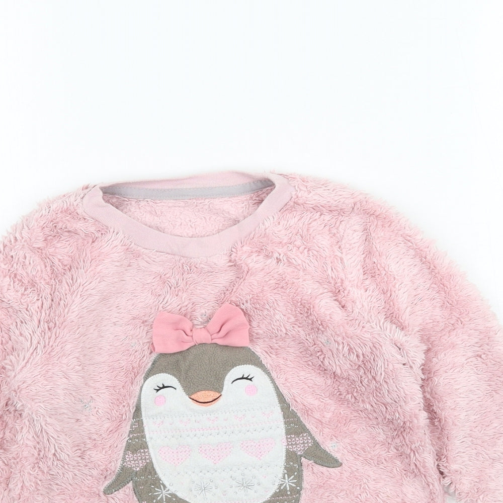 George Girls Pink   Top Pyjama Top Size 5-6 Years  - Fluffy Penguin