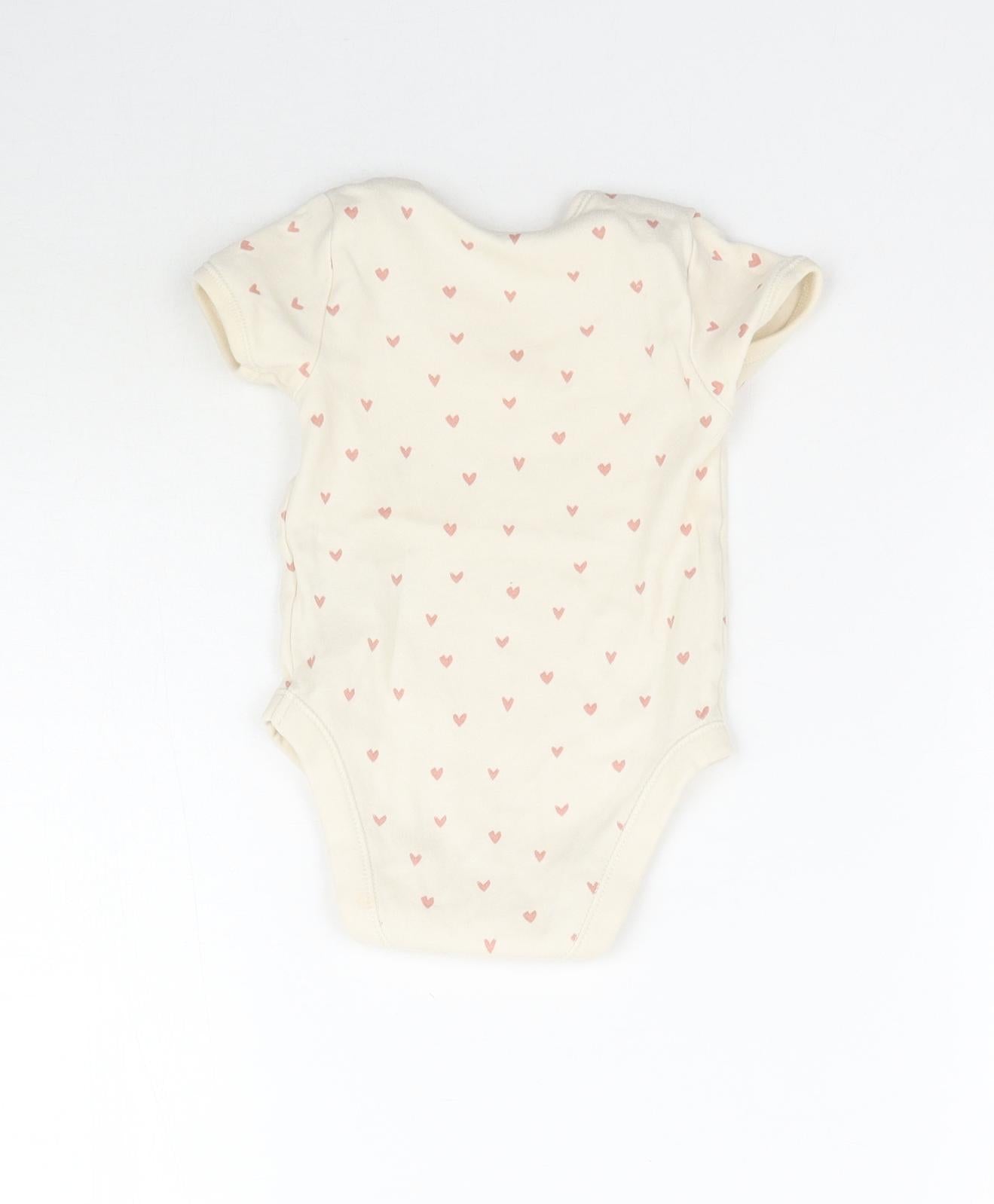 George Girls Ivory   Babygrow One-Piece Size 9-12 Months  - Love Heart print