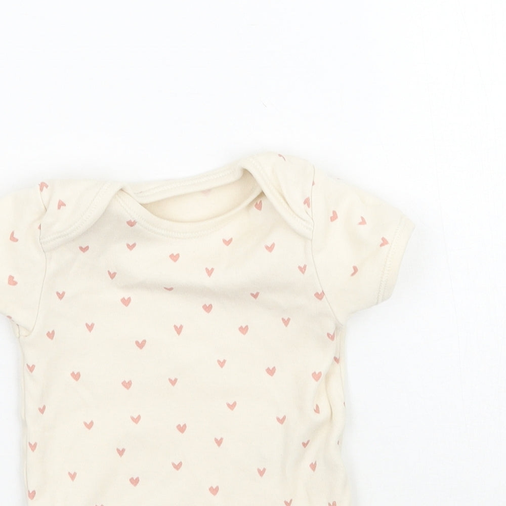 George Girls Ivory   Babygrow One-Piece Size 9-12 Months  - Love Heart print