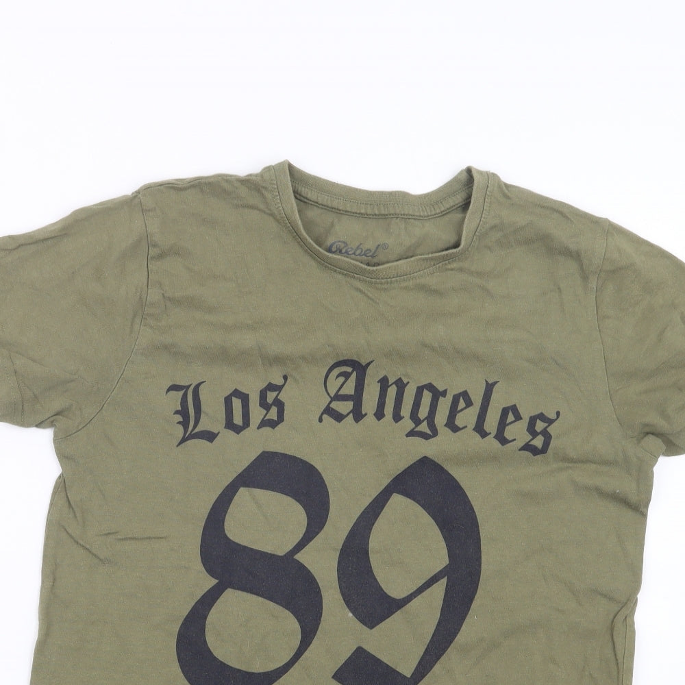 Rebel Boys Green   Basic T-Shirt Size 11-12 Years