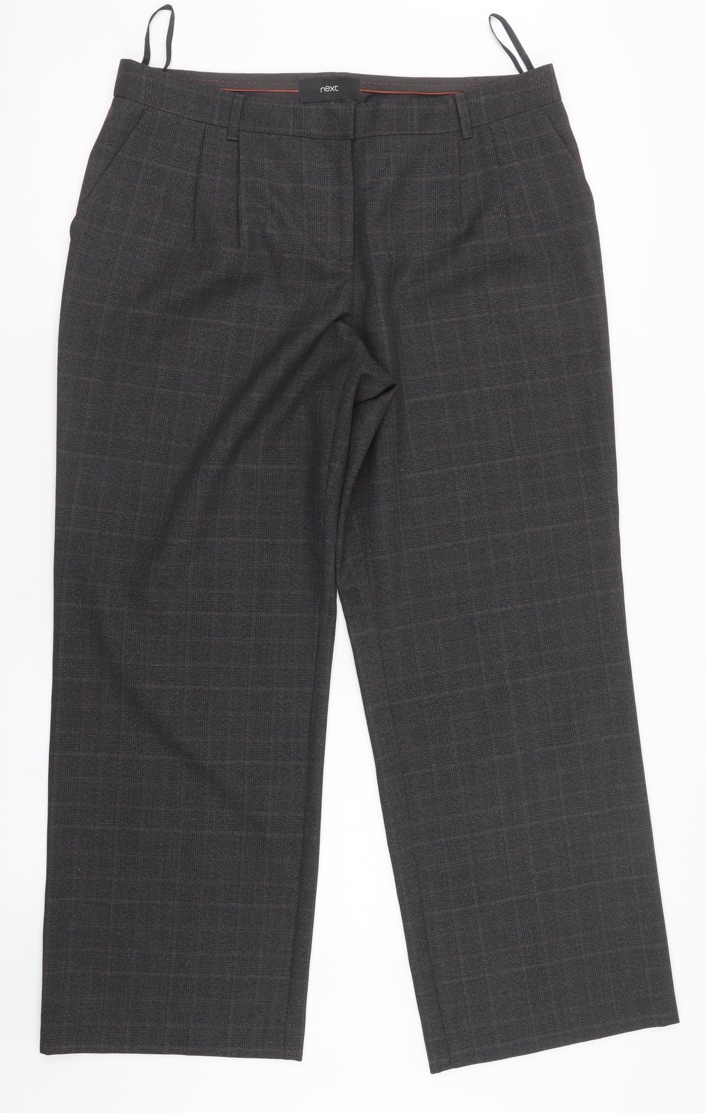 NEXT Womens Brown Check  Trousers  Size 14 L29 in