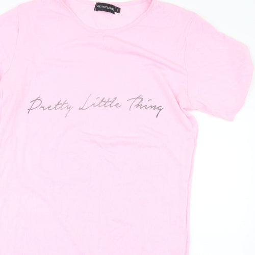 PRETTYLITTLETHING Womens Pink Geometric  Top One Piece Size S
