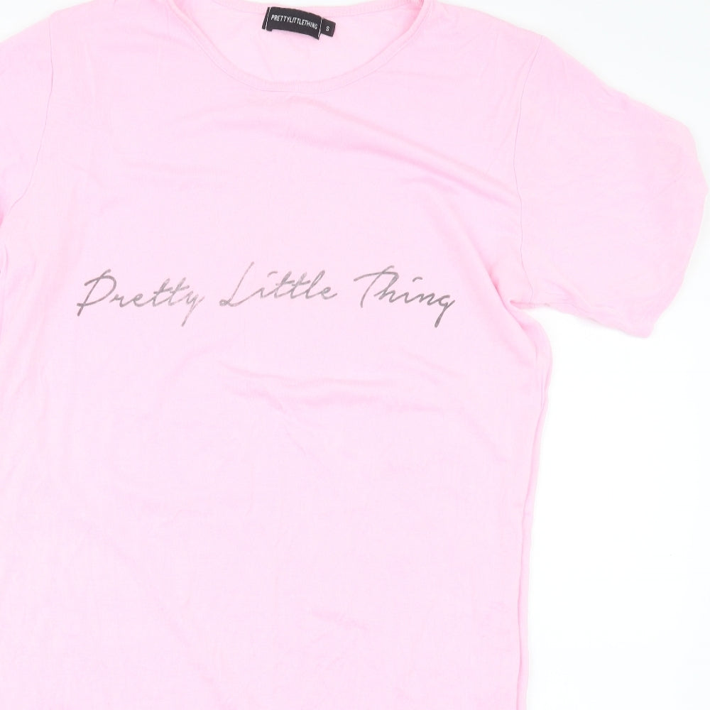 PRETTYLITTLETHING Womens Pink Geometric  Top One Piece Size S