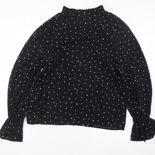 In the Style Womens Black Polka Dot  Basic Button-Up Size 10