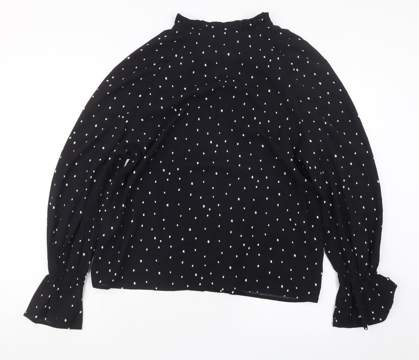 In the Style Womens Black Polka Dot  Basic Button-Up Size 10