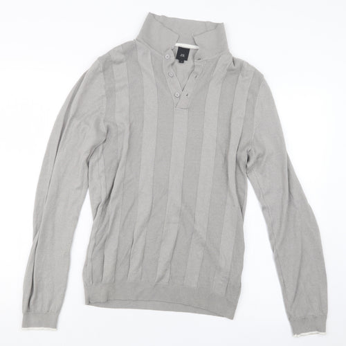 River Island Mens Grey  Knit  Polo Size M
