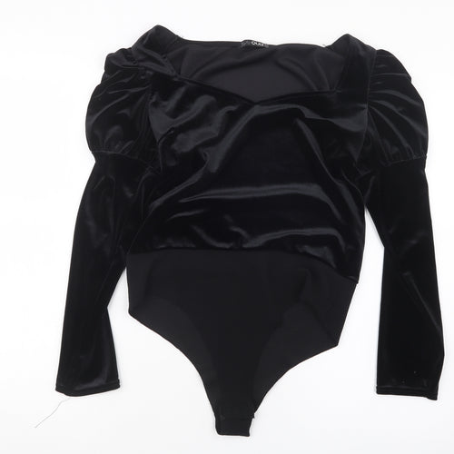 Quiz Womens Black  Velvet Bodysuit One-Piece Size 14