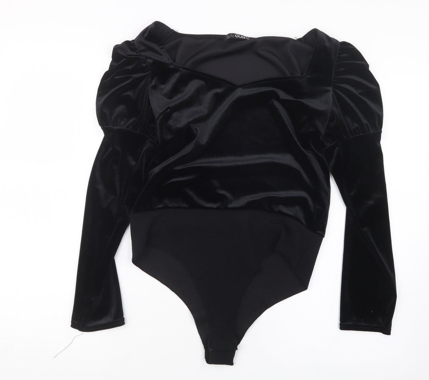 Quiz Womens Black  Velvet Bodysuit One-Piece Size 14