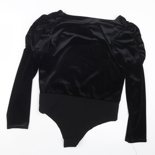 Quiz Womens Black  Velvet Bodysuit One-Piece Size 14