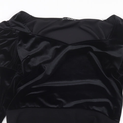 Quiz Womens Black  Velvet Bodysuit One-Piece Size 14