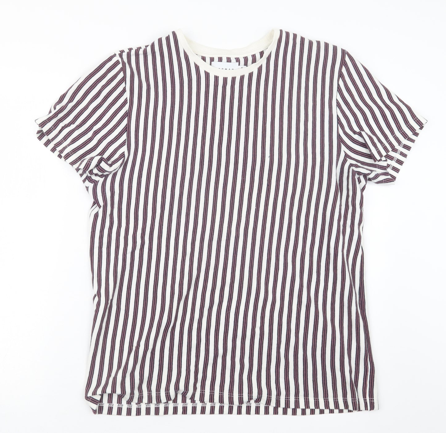 Topman Mens White Striped   T-Shirt Size M