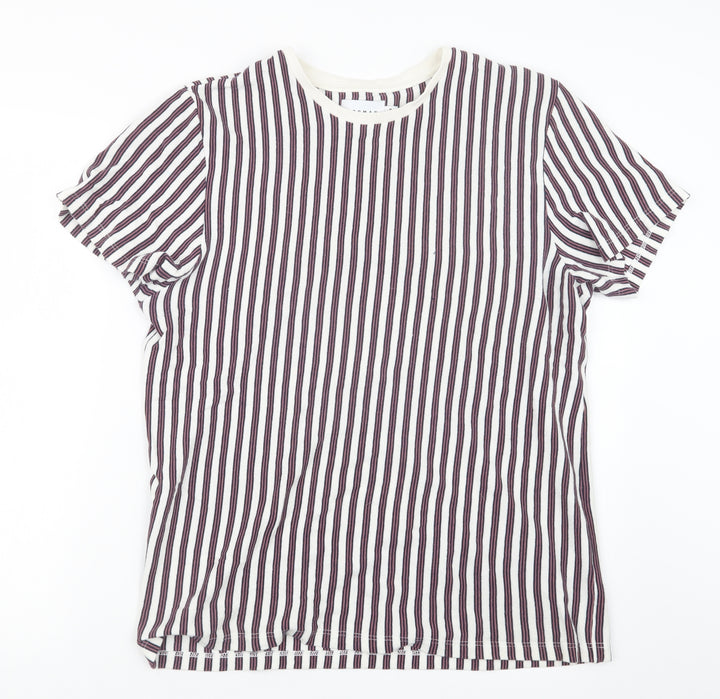 Topman Mens White Striped   T-Shirt Size M