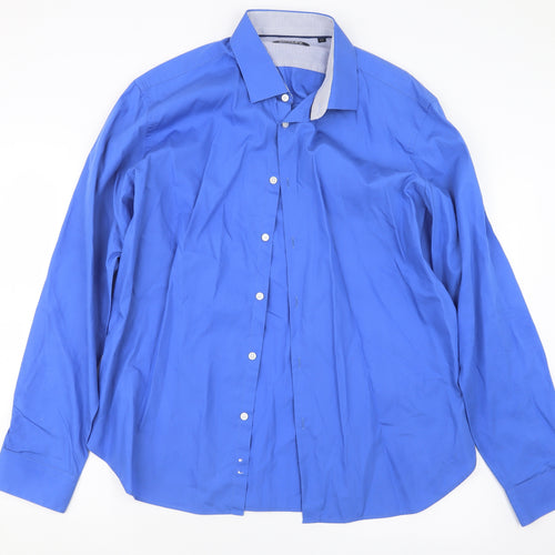 DKNY Mens Blue    Button-Up Size 17.5
