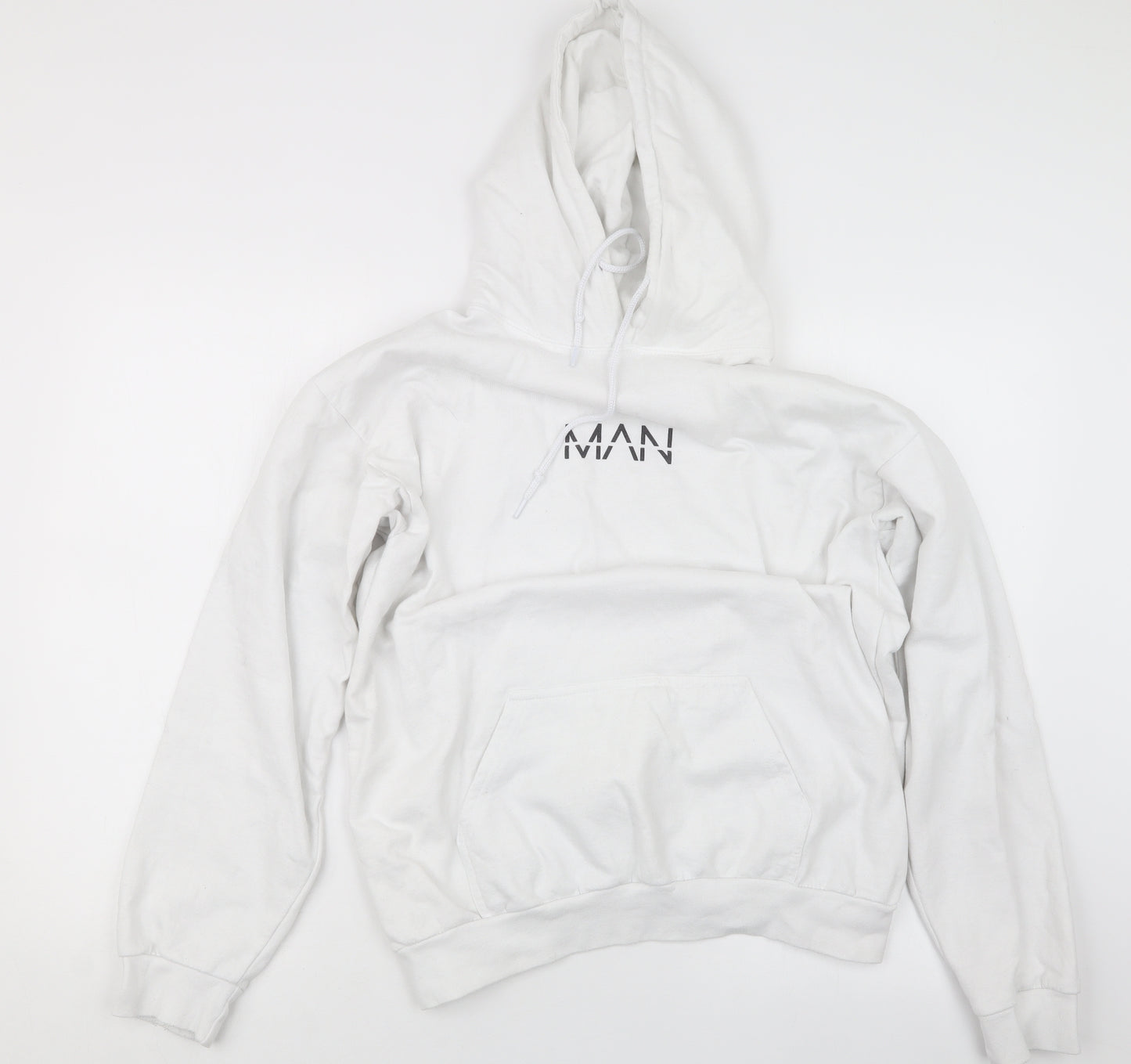 Boohoo Mens White   Pullover Hoodie Size M