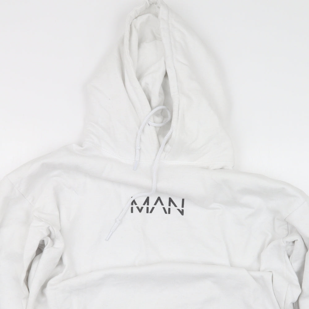 Boohoo Mens White   Pullover Hoodie Size M