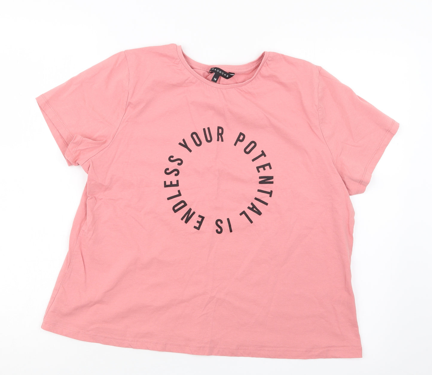 Peacocks Womens Pink   Basic T-Shirt Size 18