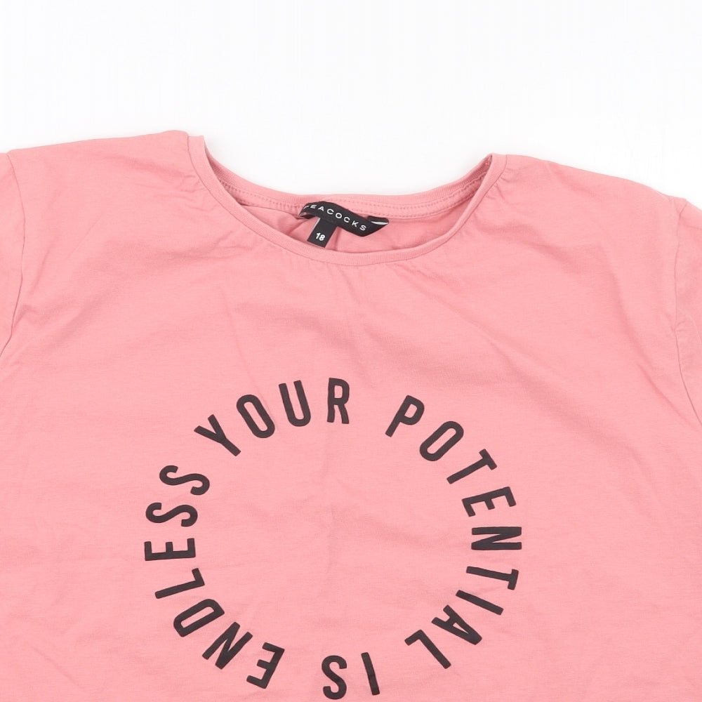 Peacocks Womens Pink   Basic T-Shirt Size 18