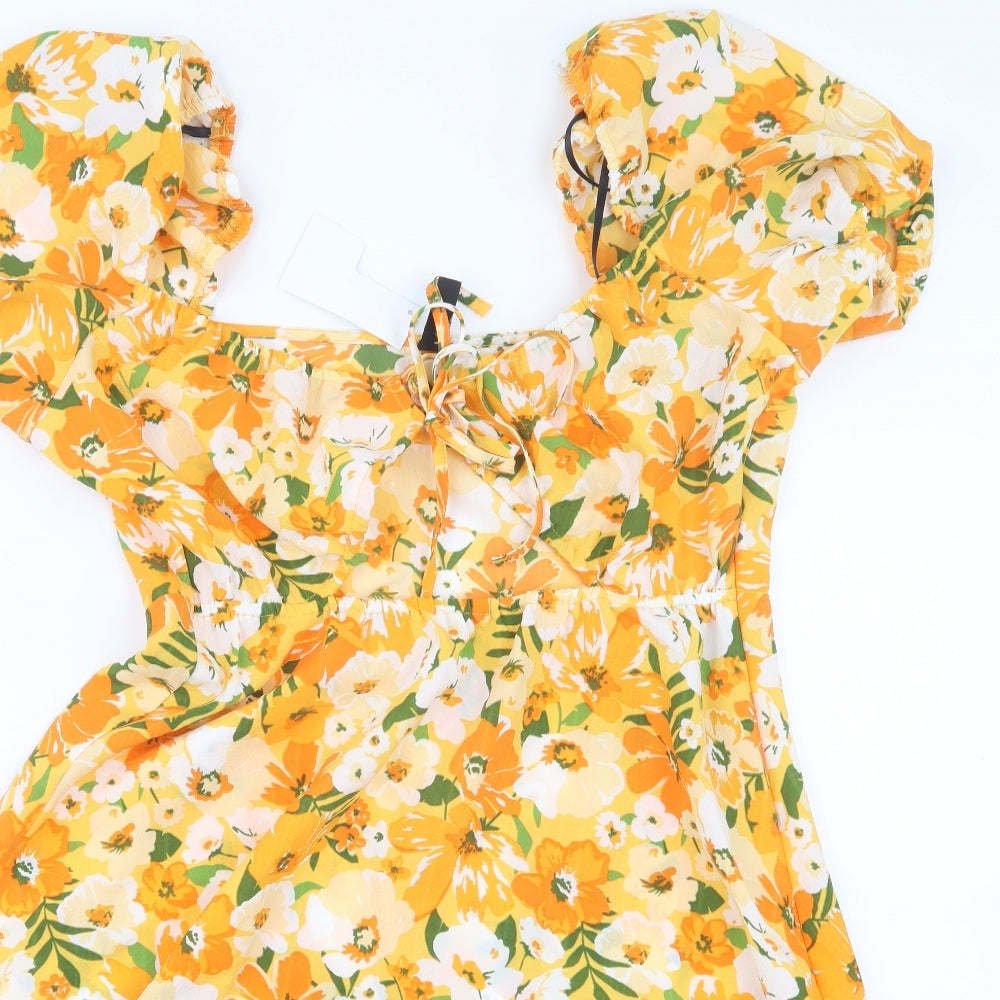 Divided by H&M Womens Orange Floral  T-Shirt Dress  Size M