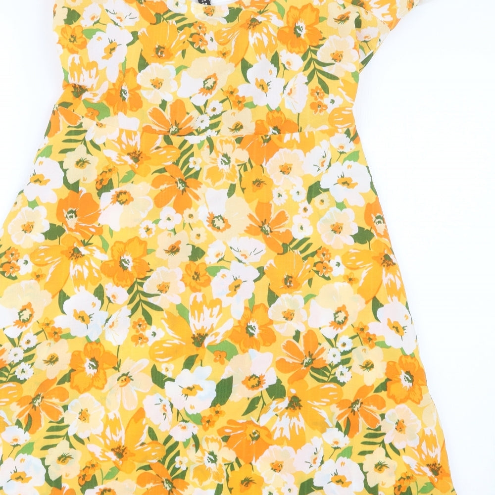 Divided by H&M Womens Orange Floral  T-Shirt Dress  Size M