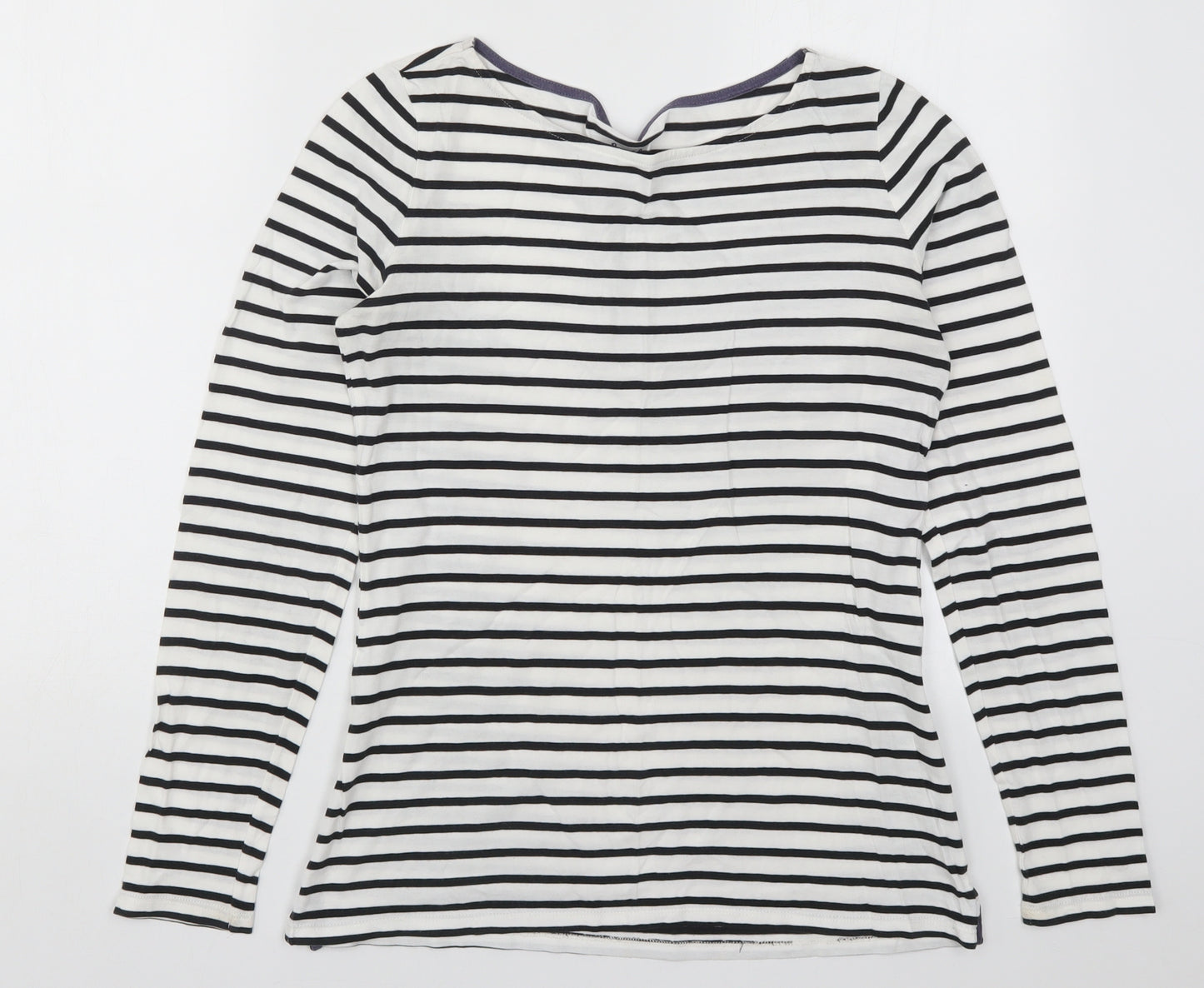 Boden Womens White Striped  Basic T-Shirt Size 8