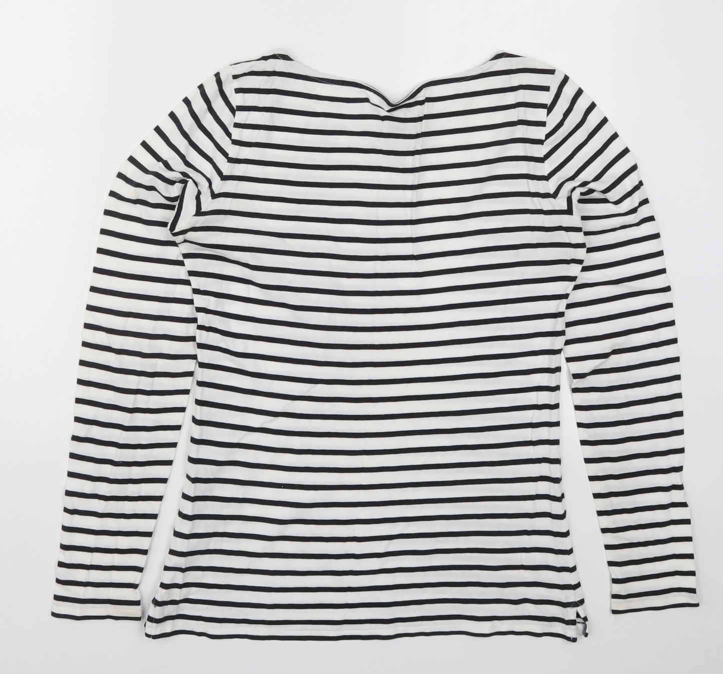 Boden Womens White Striped  Basic T-Shirt Size 8