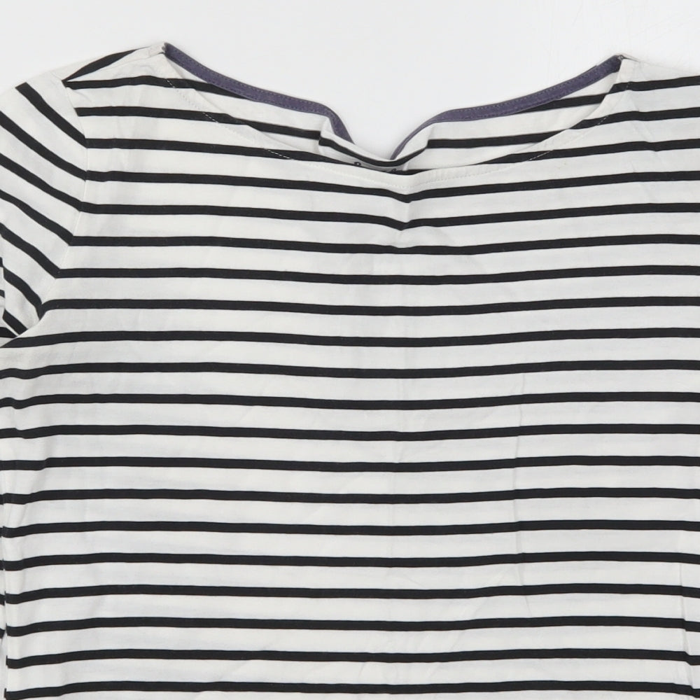 Boden Womens White Striped  Basic T-Shirt Size 8